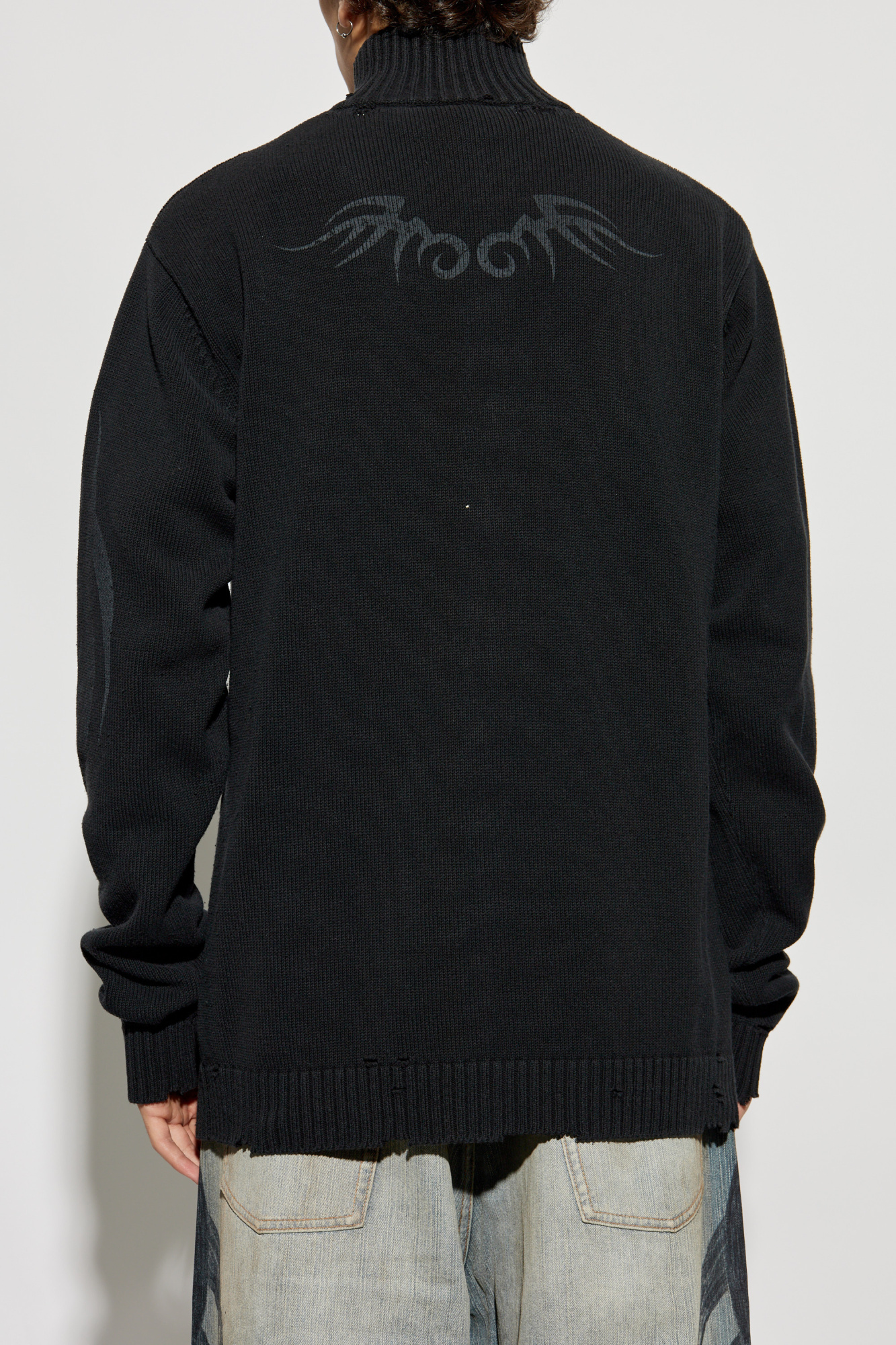 半額SALE★ Black Cardigan Balenciaga effect vintage with トップス